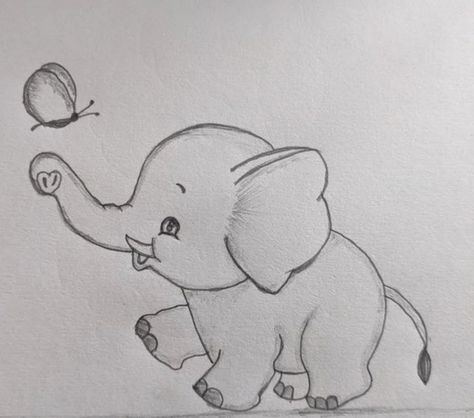 Easy Art Sketches, Realistic Animal Drawings, Cross Drawing, Pencil Sketches Easy, Pencil Sketch Images, Easy Love Drawings, Elephant Drawing, Small Elephant, Cool Pencil Drawings