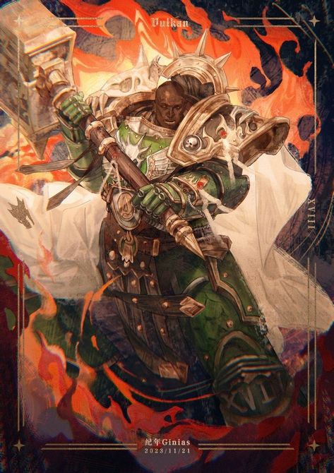 (1) 纪年Ginias on X: "Master of the forge， Vulkan #Warhammer40K #primarch #fanart https://t.co/NJV7mR75vl" / X Warhammer 40k Salamanders, Salamanders 40k, Salamanders Space Marines, Space Marine Art, The Forge, Polygon Art, Salamanders, Rennaissance Art, Warhammer 40k Art