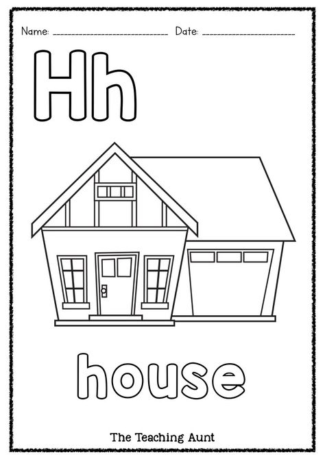 H is for House Art and Craft - The Teaching Aunt H Worksheets For Preschoolers, H Is For House Craft, H Is For, House Art And Craft, Parts Of The House Worksheet, Letter H Activities For Preschool, House Worksheet, Letter H Activities, H House