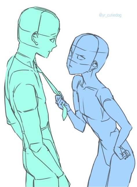 Tsundere Couple Poses Reference, Anatomy Full Body Reference, Pose References Standing, Female And Male Poses Together, Couple Base Drawing Pose Reference, Love Triangle Pose Reference, Tall And Short Couple Drawing Base, Ych Base 2 People, Base Drawing Duo