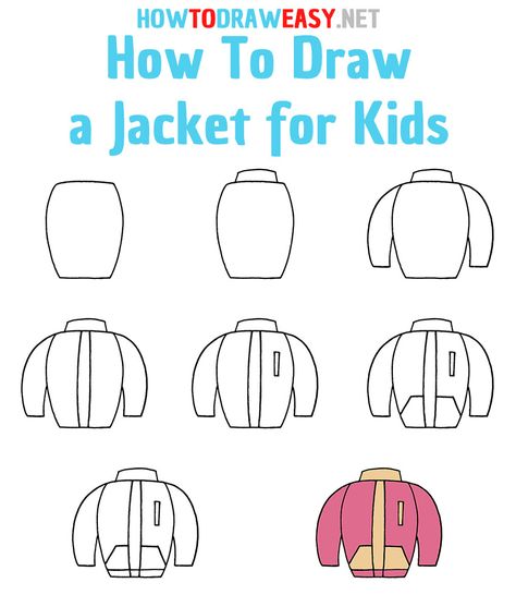 How to Draw a Jacket Step by Step #Jacket #JacketDrawing #EasyJacketDrawing #HowtoDrawaJacket #WinterJacket #WinterJacketDrawing #RedJacket #DrawingforKids #DrawingTutorialsforKids #ElementaryDrawing #StepbyStepDrawingTutorial #ClothingDrawing #Clothes #HowtoDrawanEasyJacket How To Draw A Jacket Step By Step, Step By Step Drawing Clothes, Step By Step Cute Drawings, Art Steps, Learn To Draw Cartoons, Famous Drawing, Elementary Drawing, Simran Kaur, Drawings For Kids