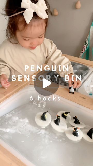 Wendy | Pediatrician on Instagram: "🐧 SAVE these EASY tricks for your next penguin sensory bin and comment “PENGUIN” for a link to these little dudes!

🧊 Adding corn starch to water turns it opaque. Freeze it into icebergs or a realistic snowy ground

🧊 Put penguins in a muffin tin, add water/cornstarch and freeze - they’re SO fun to spin around and watch melt! 

🧊 Freeze water around a jar then remove to make a fishing hole - we left ours in long enough for the top to freeze over, but the bottom half was still liquid. Add some blue food coloring and pipe cleaner fishies 🐟 So great for working on fine motor skills as littles try to catch the fish! 

🧊 Freeze a tub of water at a slant to make a fun slide for your penguins

🧊 Add shaving cream or foam soap for the quickest messy snow Penguin Sensory Bin, Tuff Table, Fishing Games For Kids, Penguin Theme, Fishing Hole, Sensory Activities Toddlers, Easy Tricks, Winter Activities For Kids, Tuff Tray