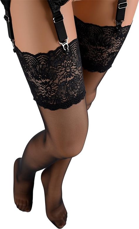 Amazon.com: Trasparenze Eleonora 30 Den Lace Top Stockings Color: Nero - Black Size: 4 (X-Large) : Clothing, Shoes & Jewelry Lace Stockings, Soft Luxury, Hold Ups, Amazon Com, Shoes Jewelry, Lace Top, Stockings, Shoe Jewelry, Size 4