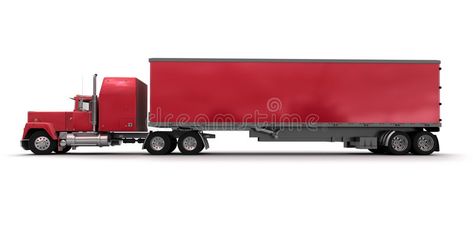 Side view of a big red trailer truck. Lateral view of a big red trailer truck ag , #Aff, #big, #red, #Side, #view, #trailer #ad Truck Side View, Truck Delivery, White Bg, Trailer Truck, Background Illustration, Side View, Background Design, Stock Photography, Stock Illustration