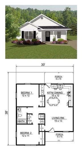 Open Concept House Plans, Design Casa Piccola, Two Bedroom House, Pelan Rumah, 2 Bedroom House Plans, Free House Plans, 4 Bedroom House Plans, Small House Floor Plans, Tiny House Floor Plans