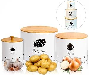 Onion And Potato Storage, Potato Storage Bin, Potato And Onion Storage, Potato Bin, Bin Kitchen, Onion Storage, Garlic Keeper, Potato Storage, Garlic Storage