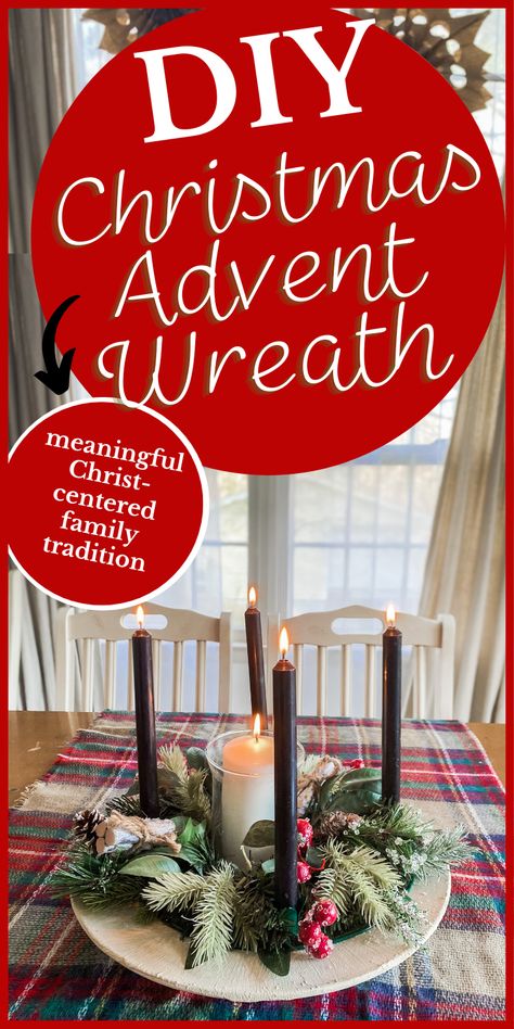 Make Your Own Advent Wreath, Diy Christmas Advent Wreath, Advent Arrangements Christmas Tables, Diy Advent Wreath Candle Holders, Diy Advent Wreath Simple, Advent Wreath With Candles, Advent Table Decorations Diy, Advent Candle Holder Diy, Diy Advent Wreath For Kids