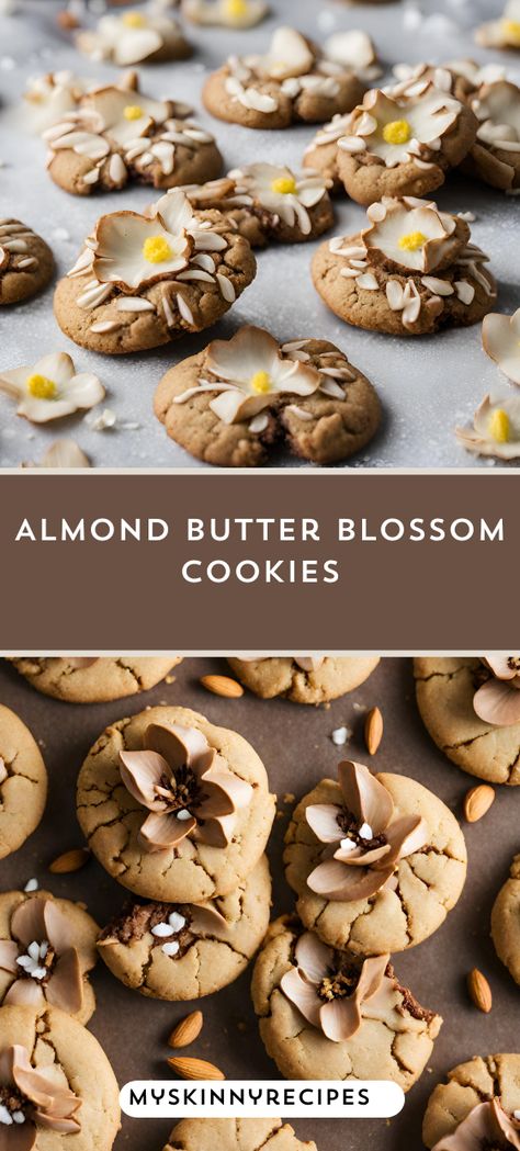 Indulge in the nutty goodness of Almond Butter Blossom Cookies! 🍪💖 These delectable cookies combine rich almond butter with a sweet chocolate kiss for a perfect bite every time. Bake a batch and delight in this irresistible treat! #almondbutterblossoms #cookies #bakinginspiration #myskinnyrecipes Cinnamon Swirl Banana Bread, Peanut Butter Blossom, Spicy Peanut Noodles, Peanut Butter Blossom Cookies, Almond Butter Cookies, Bakery Food, Blossom Cookies, Peanut Butter Blossoms, Comfort Soup