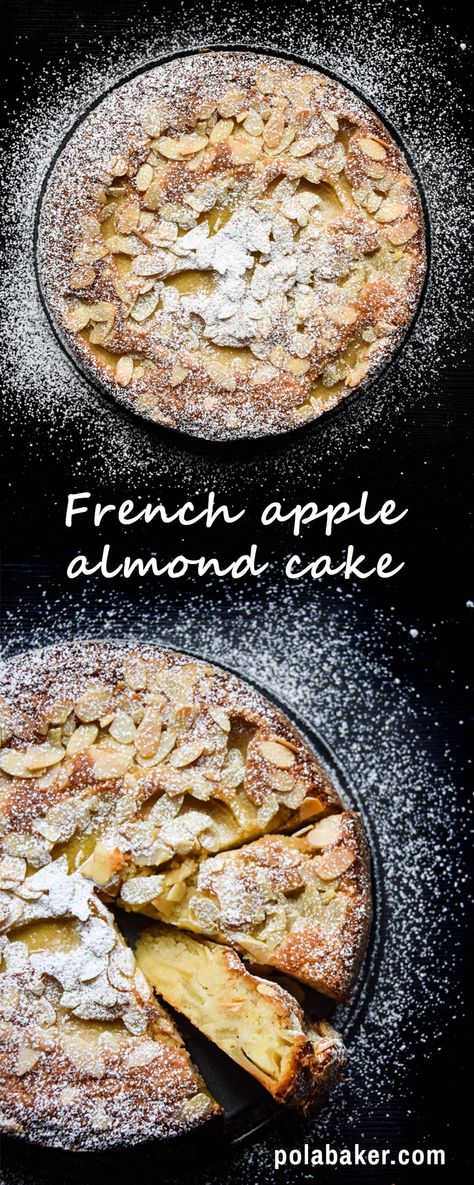 French apple almond cake Apple Almond Cake, Apple And Almond Cake, Almond Pie, French Apple Cake, Breakfast Pastry, Apple Breakfast, Almond Cake Recipe, Pan Sin Gluten, French Cake