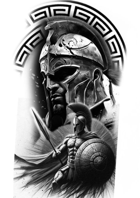 Spartan Tattoo Ideas, Spartan Warrior Tattoo, Sparta Tattoo, Warrior Tattoo Sleeve, Roman Tattoo, Soldier Tattoo, Spartan Tattoo, Tattoo Lettering Styles, Roman Soldier