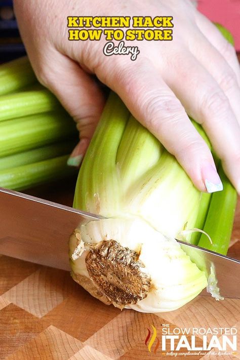 Storing Celery, Store Celery, How To Store Celery, Kitchen Hack, The Slow Roasted Italian, Skillet Dishes, Kitchen Help, Fruit And Vegetable Storage, Food Charts