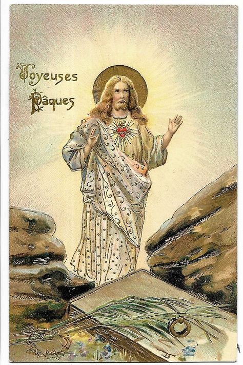 Jesus Christ Art, Mary And Jesus, Vintage Card, Heart Of Jesus, Vintage Easter, Religious Art, Sacred Heart, Vintage Cards, Jesus Christ