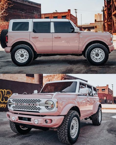 Pink Bronco, Bronco Car, Ford Broncos, Girly Car Accessories, Girly Car, Dream Cars Jeep, Car Goals, Bronco Sports, Cute Car Accessories