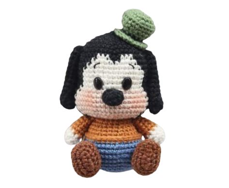 Goofy Crochet Pattern Free, Mickey Mouse Crochet Pattern Free, Lilo's Doll, Dog With Hat, Doll Free Crochet Pattern, Amigurumi Dog, Dog Crochet, Amigurumi Bear, Doll Knitting