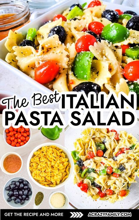 Looking for a delicious and simple dish for your summer gatherings? This Italian Pasta Salad is the perfect combination of fresh ingredients and vibrant flavors. Find out how to make this easy pasta salad that will impress your guests and keep your summer meals light and refreshing. Save this pin to have this crowd-pleasing recipe handy for your next event! Salad For Summer, Bowtie Pasta Salad, Grilled Side Dishes, Italian Pasta Salad, Easy Pasta Salad Recipe, Simple Salad, Easy Pasta Dishes, Crowd Pleasing Recipes, Pasta Salad Recipe