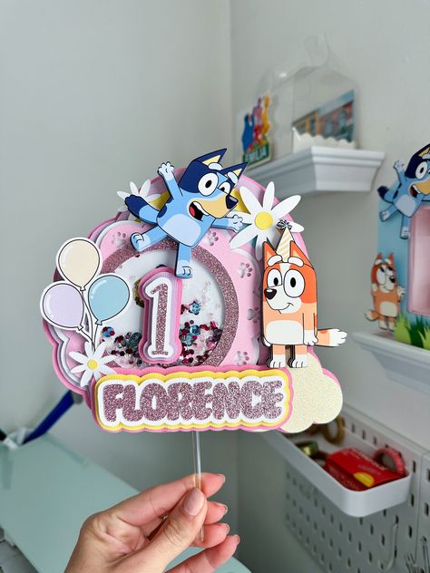 Bingo And Bluey, Bluey Cake Topper, Daisy Cake Topper, Bluey Characters, Shaker Cake Topper, Rainbow Cake Topper, Daisy Cake, Daisy Cakes, Bluey Birthday