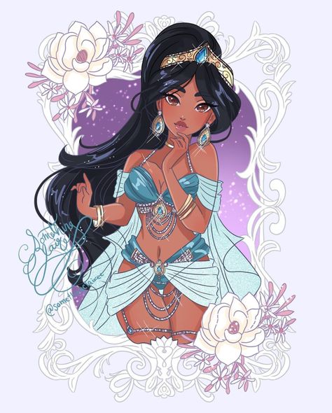 Jasmine Fanart Disney, Aladdin Inspired Outfits, Red Cute Outfits, Princess Jasmine Red Outfit, Anime Princess Art, Jasmine Red Outfit, One Piece Heart Of Gold, Princess Jasmine Fanart, Jasmine Fanart