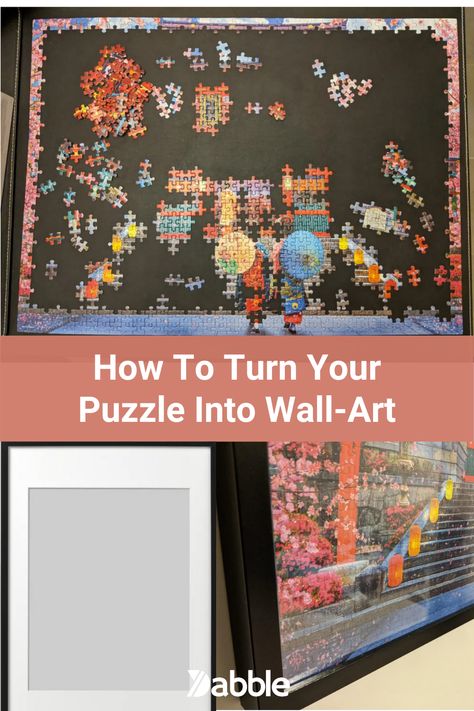 2020 got you doing puzzles? Here's how you can turn your next puzzle into a beautiful piece of wall art! Try it yourself. #DIY #Crafts #ArtsAndCrafts Framing Puzzles Diy Wall Art, Framed Puzzle Decor Wall Art, Puzzle Wall Display, Puzzle Display Ideas, Puzzle Wall Art, Jigsaw Puzzle Crafts, Puzzle Piece Art, Puzzle Wall, Ikea Art