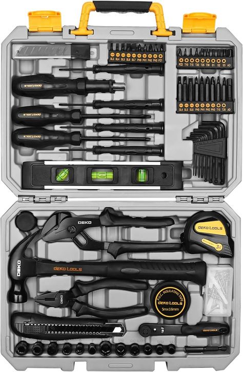 DEKOPRO 150 Piece Tool Set, General Household Hand Tool Kit, Home Repair Tool Kit with Plastic Toolbox Storage Case for DIY Project, Home Maintenance - Amazon.com Toolbox Storage, Claw Hammer, Hand Tool Kit, Car Diagnostic Tool, Fishing Tackle Box, Portable Toilet, Household Tools, Dog Furniture, Basic Tools