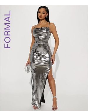 Metallic Dress Black Women, Dress Black Women, Silver Metallic Dress, Dresses Fashion Nova, Chic Coat, Blue Evening Dresses, Metal Clothing, Free Dresses, Fashion Nova Dresses