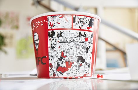 Kfc-bucket-designs-advertising-itsnicethat-list Kfc Bucket Design, Kfc Ads, Kfc Box, Kfc Bucket, Chicken Bucket, Interactive Marketing, Kfc Chicken, Artist Collective, Packaging Designs