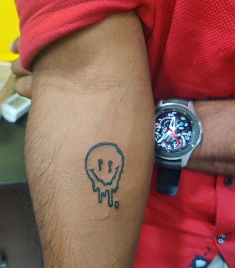 Tattoo ideas, Melting smiley, forearm tattoo ideas,mini tattoo,tiny tattoo Melting Heart Tattoo, Melt Tattoo, Trippy Smiley Face Tattoo, Melting Smiley Face Tattoo, Smiley Tattoo, Tattoos Face, Smiley Face Tattoo, Melting Smiley Face, Forearm Tattoo Ideas