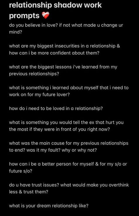 Journaling Relationship Prompts, Insecurities Shadow Work, Shadow Work About Relationships, Insecurity Prompts, Insecurity Shadow Work, Shadow Work Insecurities, Shadow Work For Insecurity, Shadow Work Questions Relationships, Shadow Work For Relationships