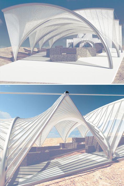 PROTECTIVE STRUCTURE ABOVE TRANSEPT BASIL | Pattern Design Project Long Span Roof, Ancient One, Public Bathroom, Architecture Drawing Plan, The Ancient One, Thermal Spa, Public Bathrooms, Canopy Design, Body Hair Removal