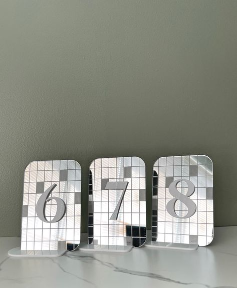 Retro Wedding Table Numbers, Arch Mirror Table Numbers, Silver Table Numbers, Disco Table Numbers - Etsy Disco Aesthetic Wedding, Disco Table Numbers, Retro Table Numbers, Disco Ball Table Centerpiece, Disco Party Centerpieces, Disco Centerpieces, Disco Theme Wedding, Retro Wedding Table, Disco Wedding Theme