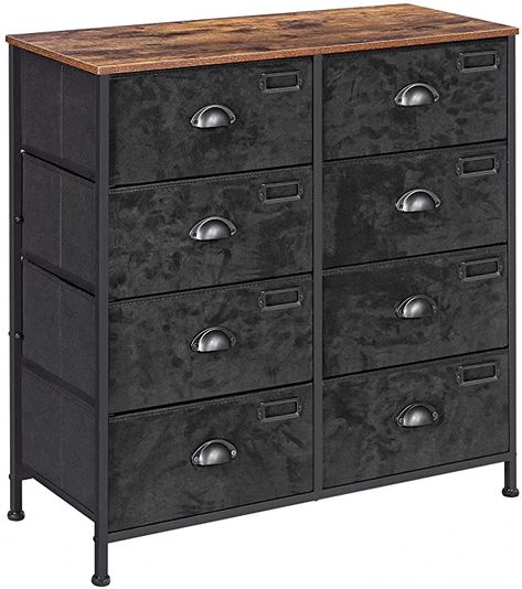 SONGMICS Rustic Vertical Dresser Drawer, Storage Tower, Industrial Style Dresser Unit with 8 Fabric Drawers, Labels, Wooden Top, for Living Room, Entryway, Closet, Rustic Brown and Black ULVT24H: Amazon.ca: Home & Kitchen Dresser Unit, Industrial Closet, Vertical Dresser, Closet Storage Drawers, Style Dresser, Fabric Dresser, Wood Knobs, Wooden Dresser, Dresser Drawer