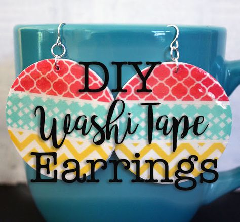 Crafty Hope: DIY Washi Tape Earrings Washi Tape Jewelry Diy, Washi Tape Resin Jewelry, Washi Tape Earrings, Washi Tape Jewelry, Washi Tape Earrings Diy, Diy Recycled Earrings, Wood Earrings Diy, Duct Tape Jewelry, Making Earrings Diy