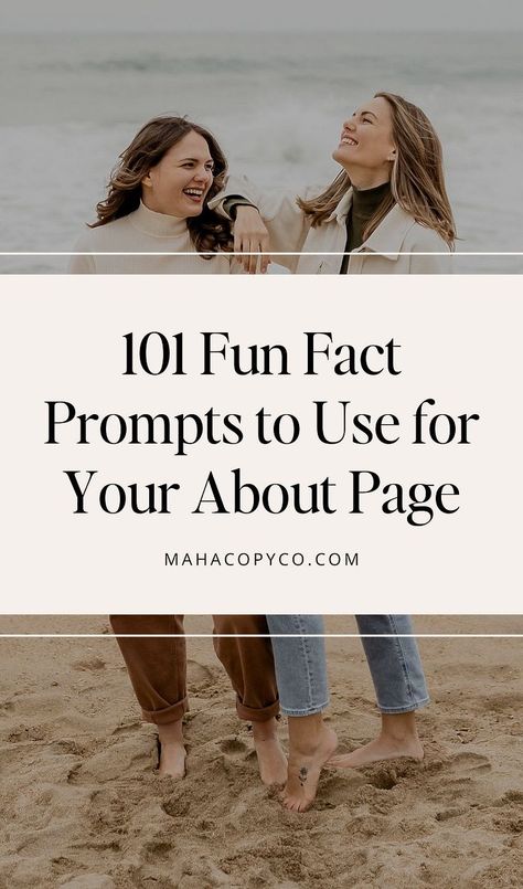 101 fun fact prompts to bring more personality to your website's about page! Find fun fact prompts about you, your obsessions, your history, and more. Make writing your about page easy with inspiring fun fact prompts. About Me Examples, Blog Content Calendar, Blog Content Planner, Lead Magnet Design, Copywriting Inspiration, Website Copywriting, Copywriting Tips, Website Copy, One Page Website