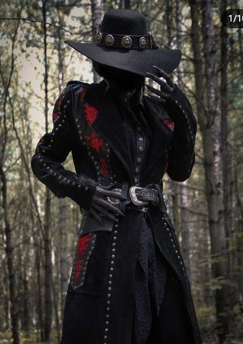 Western Duster, Sharon Ehman, Goth Cowboy, Goth Outfit Ideas, Toxic Vision, Cowboy Aesthetic, Mannequin Art, Black Cowboy, Diy Clothes Design