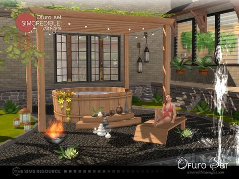 Friends Outdoors, Sims 4 Beds, Spa At Home, Sims 4 Clutter, Casas The Sims 4, Jacuzzi Outdoor, Sims Four, Outdoor Spa, Sims 4 Build