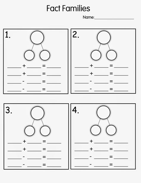 Addition Worksheets First Grade, Number Bonds Kindergarten, Number Bonds Worksheets, Fact Family Worksheet, Family Template, Family Worksheets, First Grade Math Worksheets, Number Bond, Family Worksheet