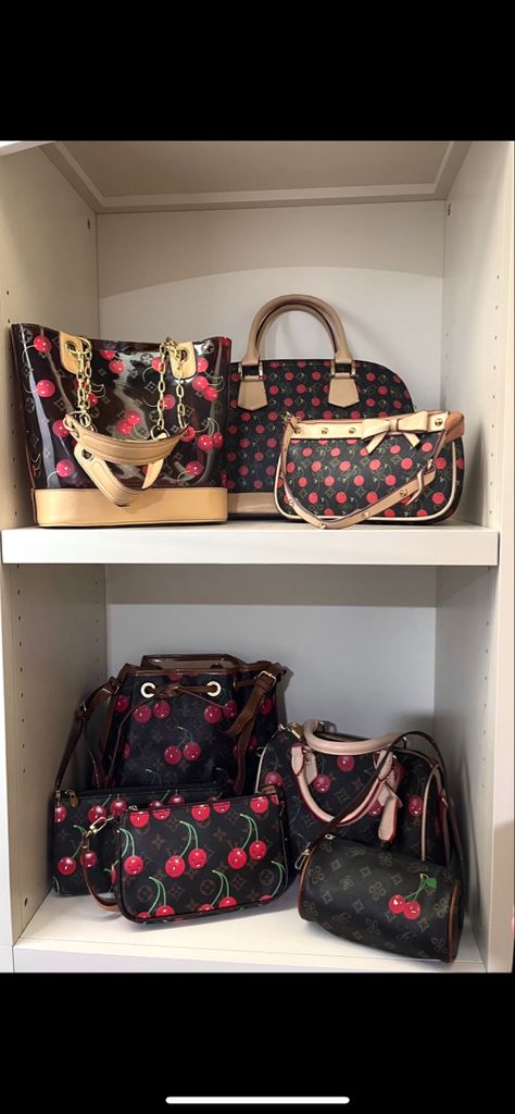 Lv Cherry Bag, Louis Vuitton Cherry Bag, Cherry Core, Cherry Bag, Designer Purses And Handbags, Dream Bags, Soft Life, Cute Handbags, Luxury Purses