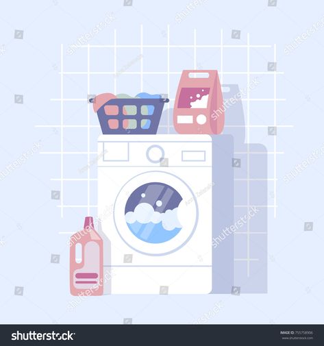 Washing Machine Drawing, Washing Machine Illustration, Laundry Illustration, Elsword Ara, Agenda Stickers, Modern Laundry, Clothes Illustration, Laundry Design, Top Load Washing Machine