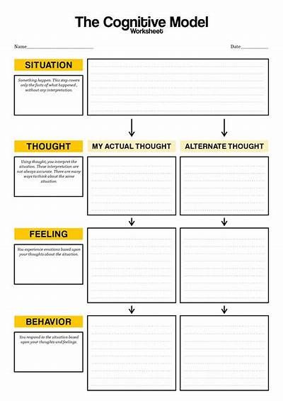 Printable Cbt Therapy Worksheets Cbt Model, Cbt Therapy Worksheets, Ocd Therapy, Cbt Worksheets, Counseling Worksheets, Cbt Therapy, Clinical Social Work, Child Therapy, Therapy Worksheets