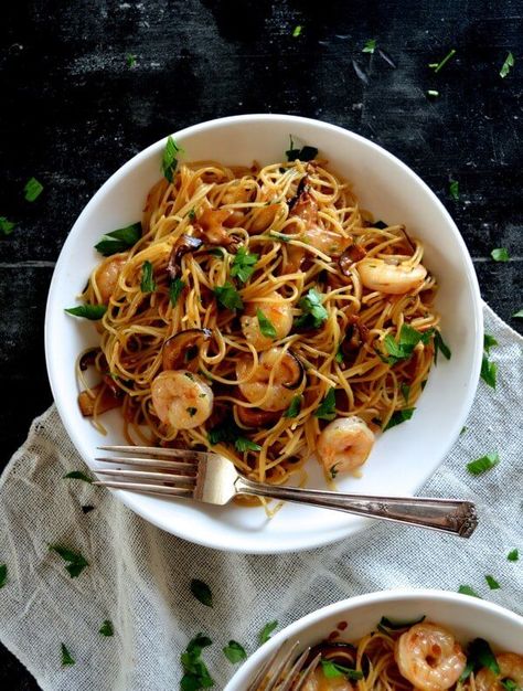 Soy Sauce Butter Pasta with Shrimp and Shiitakes recipe by The Woks of Life Soy Butter, Pasta With Shrimp, Woks Of Life, The Woks Of Life, Raw Fish, Butter Pasta, Sauce Pasta, Butter Shrimp, Mushroom Pasta