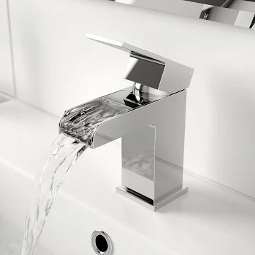 architeckt-dakota-basin-mixer-waterfall-tap Toilet Vanity Unit, Freezing Cold, Basin Mixer, Wash Your Hands, Tap, Square, Water