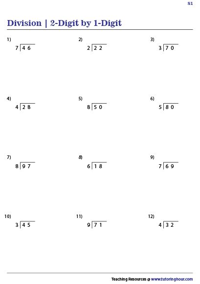 2-Digit by 1-Digit Division Division 2 Digit By 1 Digit, Double Digit Division, Easy Math Worksheets, Maths Worksheet, Easy Math, Numbers Worksheet, Maths Paper, Mathematics Worksheets, Long Division