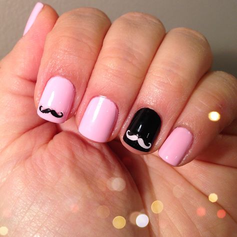 Mustache nails with Essie polish. Mustache stickers from Clairs. #nails #nailart #essie Mustache Nails, Health Nails, Essie Polish, Mustache Party, Art Nail Designs, Pretty Nail Designs, Dirty 30, Acrylic Gel, Designs Nail