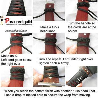 How to make a paracord sword wrap - Paracord guild Knife Handles Ideas, Paracord Knife Handle, Paracord Wrap Handle, Paracord Handle, Paracord Knife, Paracord Braids, Survival Knots, Knots Guide, Paracord Diy