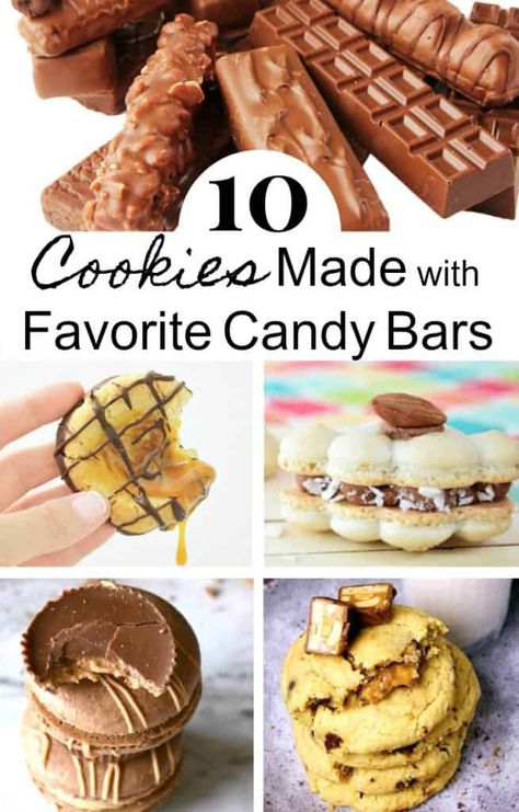 The 10 best candy bar cookies you can make at home. Use your favorite candy bars to make candy cookies that will wow your family and friends. #cookies #recipe Friends Cookies, Surprise Cookie, Candy Bar Cookies, Snickers Candy Bar, Games For Parties, Snickers Candy, Butterfinger Candy, Macaron Cookies, Snickers Bar