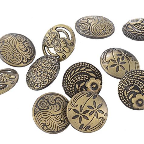 Godagoda Mixed Antique Bronze Color Round Shape Pattern E... https://www.amazon.ca/dp/B00WJDD0IA/ref=cm_sw_r_pi_dp_U_x_5jmmAb9YYEN8V Fancy Buttons, Engraved Metal, Diy And Crafts Sewing, Decorative Pattern, Sewing Buttons, Types Of Buttons, Crochet Bracelet, Metal Engraving, Button Flowers