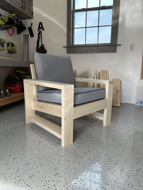 Learn how to build this DIY Outdoor Patio Set for under $150 in lumber with just a few basic tools! Get the free plans and a how-to video now! Diy Outdoor Footstool Patio, Easy Outdoor Chair Diy, Diy Patio Chairs Wood, Diy Wooden Chair Plans, Diy Deck Chairs Plans, Diy Patio Furniture Plans, Diy Modern Outdoor Table, Outdoor Wood Furniture Diy, 2x4 Outdoor Chairs