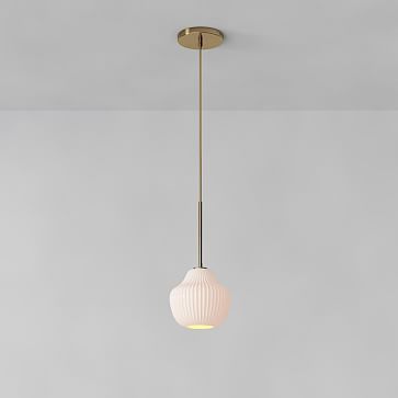 Sculptural Glass Ribbed Pendant - Champagne Hallway Entryway, Metal Canopy, Modern Pendant Light, Modern Pendant, Glass Pendant Light, Key Details, Led Light Bulb, Incandescent Bulbs, Glass Globe