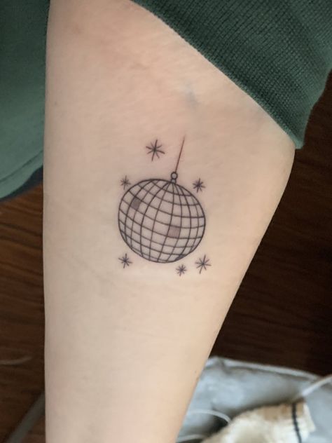 Folklore inspired mirrorball tattoo | simplistic Mirrorball Tatoos, Mirrorball Inspired Tattoo, Taylor Swift Tattoo Ideas Mirrorball, Dainty Mirrorball Tattoo, Tattoo Simplistic, Mirrorball Tattoo, Disco Ball Tattoo, Folklore Aesthetic Mirrorball, Taylor Swift Mirrorball