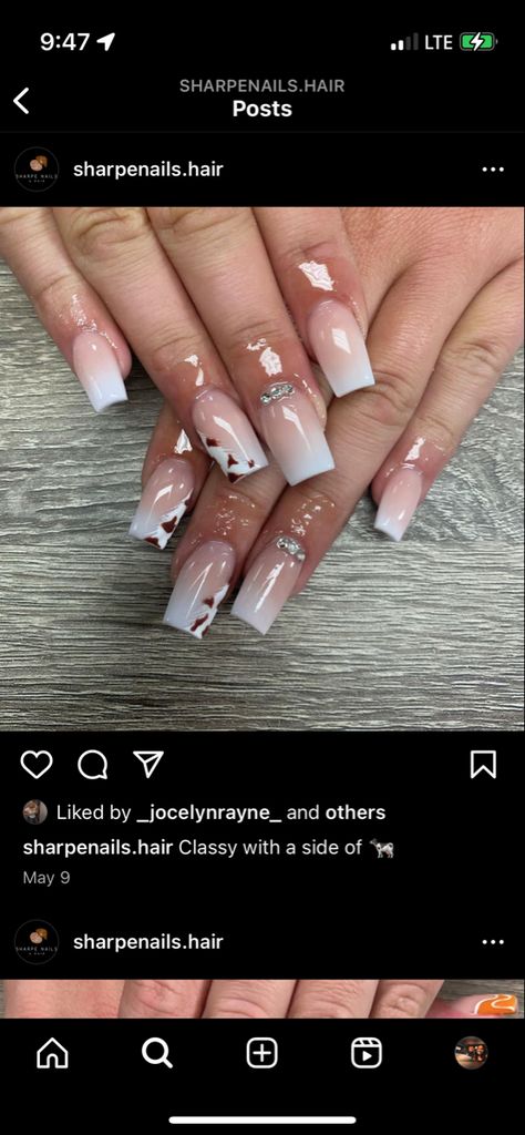 Western Bridal Nails, Western Wedding Nails For Bride, Western Wedding Nails, Baby Shower Nails Boy, Boho Western Nails, Country Nail Designs, 21st Birthday Nails, Baby Shower Nails, Western Nails