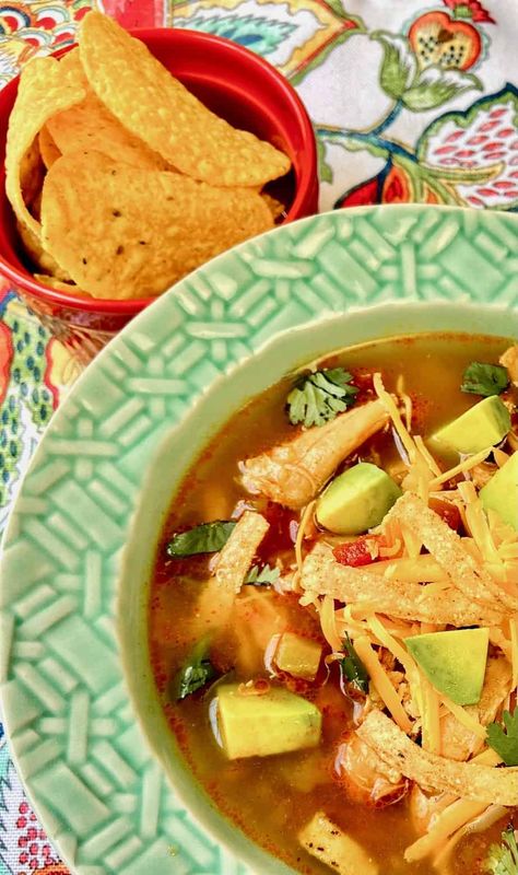 Restaurant-Quality Chicken Tortilla Soup by SmartyPantsKitchen Mexican Chicken Tortilla Soup, Authentic Chicken Tortilla Soup, Creamy Chicken Tortilla Soup, Chicken Tortilla Soup Recipe, Chicken Broth Recipes, Chicken Tortilla Soup Easy, Soup With Chicken, Mexican Soup Chicken, Tortilla Strips